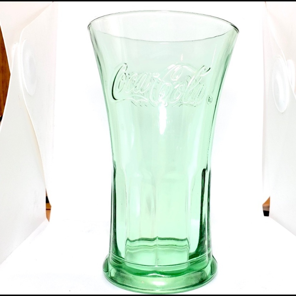 Vintage Green wide rim Coca Cola Glass Cup